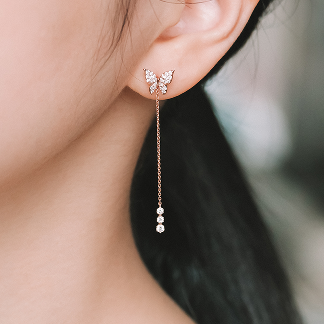 Pavé butterfly diamond earrings